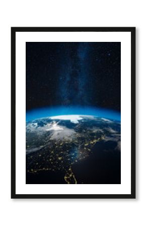 Views of Earth against the backdrop of stars from space
