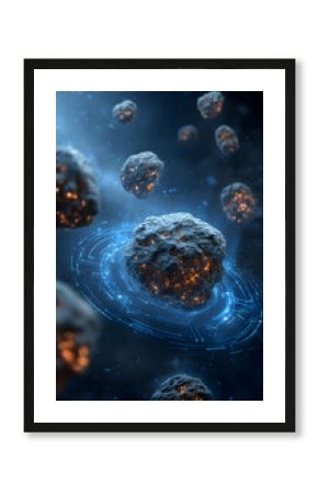 Mysterious celestial bodies amidst the vastness of outer space radiating luminous energy in the cosmos view