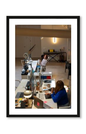 Wide view of creative coworking space 