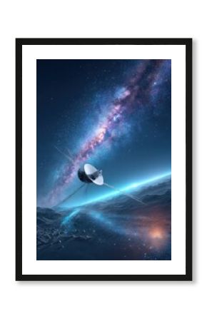 Spacecraft soaring through a vibrant galaxy