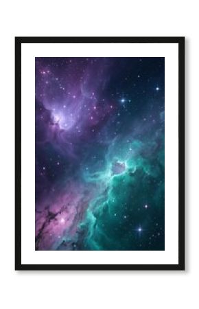 Cosmic nebula with purple and teal clouds space stars
