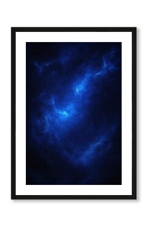 Vast glowing blue nebula with swirling clouds of cosmic dust and stars in dark space creating a mysterious and awe-inspiring scene