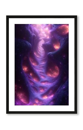Glowing tunnel bathed in purple pink wallpaper