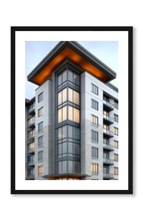 Modern apartment building with sleek architectural design