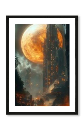 Apocalyptic urban night towering skyscrapers photos