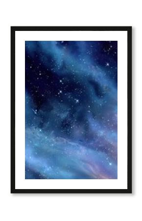 Deep space nebula with countless stars.  A vibrant, swirling canvas of blues and purples, with scattered, brilliant stars.  The nebula's texture is soft and ethereal, suggesting vastness and mystery