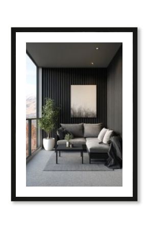 Modern balcony living space with a view