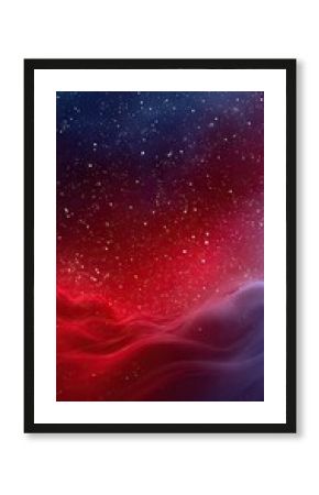 Abstract space scene with red, blue and white colors, resembling nebulae