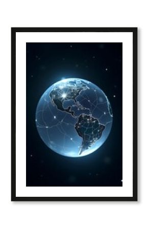A cracked glass globe floating in space with glowing cracks, symbolizing fragile Earth and global environmental crisis.
