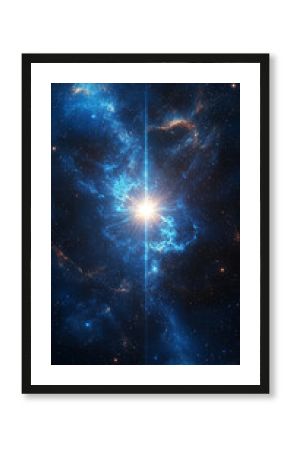 Cinematic cosmic background with blue glowing stars floating in space surrounded by cosmic dust nebula and stardust evoking universe exploration supernova and celestial wonder concept