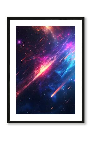 graphics of space, planets, and astronauts on a white background.