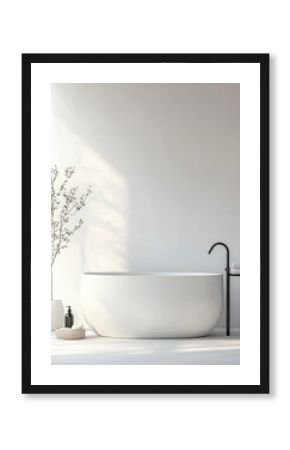 minimalist modern bathroom with white walls