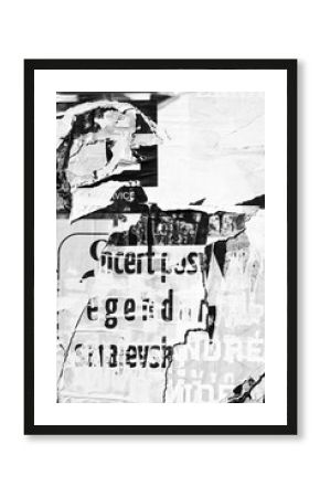 Old ripped torn blank black and white posters textures backgrounds grunge creased crumpled paper vintage collage placards empty space text