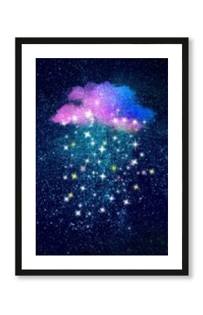 Sparkling stars mobile wallpaper, holographic cloud design