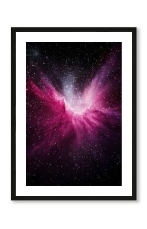 A celestial gradient blending deep space black, shimmering stardust silver, and radiant galaxy magenta in a cosmic burst.