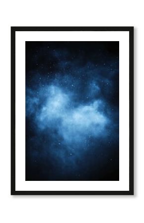 Cosmic Cloud of Stars and Dust in Deep Space with a Mysterious Blue Light and Dark Background