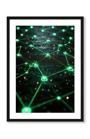 Global network connection, digital landscape, data flow, glowing nodes, future tech