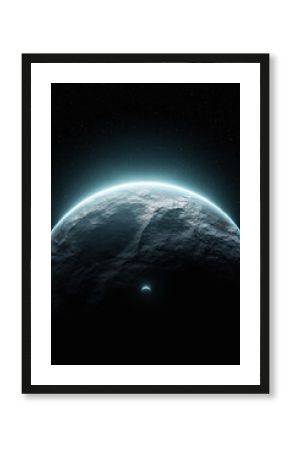 Space background illustration with planet and moon