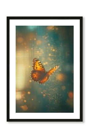 Motyl w locie z bokeh w tle