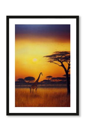 giraffe at sunset in Africa
