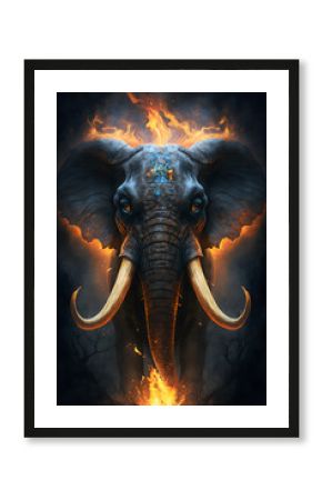 Evil Elephant with Flames and Fire - Generative AI