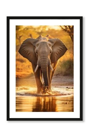 An elegant elephant in the heart of an African savannah