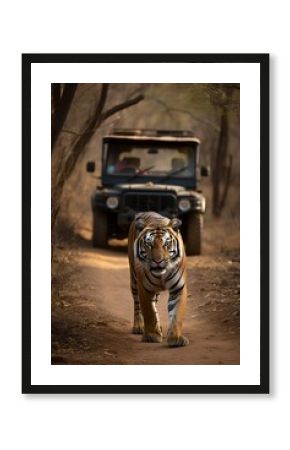 Indian tiger safari followed by a jeep