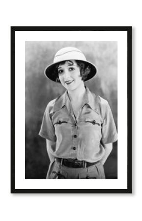 Portrait of woman in safari clothes 