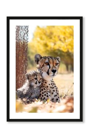 Cheetah Mom  Cub with Autumn Rest.