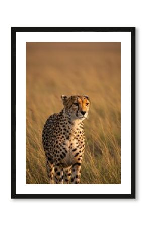 A sleek cheetah scans the savannah with piercing focus—Africa’s fastest predator poised in elegance, speed, and raw power.