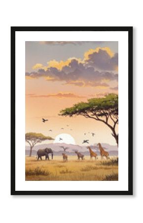 elephants at sunset