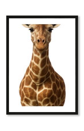 Giraffe with a shorter neck than usual for its species.