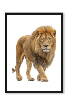 Majestic lion walking in nature wildlife scene isolated on transparent background
