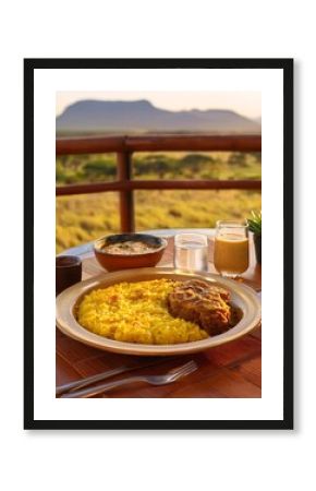 South african safari lodge dinner with scenic view