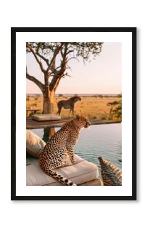 Luxury Safari Adventure Design for Travel Agency Promotions Featuring Wildlife and Five-Star Lodges