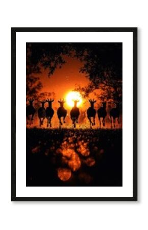 African safari animals gazelles leaping