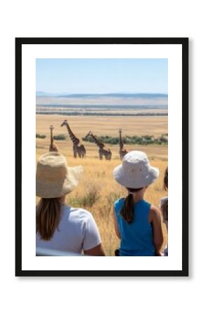 Family safari giraffes savanna viewing