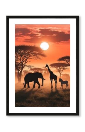 giraffe at sunset