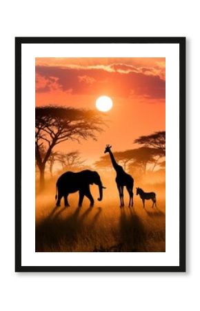 giraffe at sunset