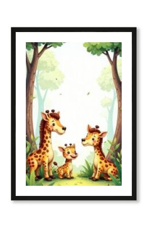 Watercolor safari animals in a nursery setting, cute animals, nursery decor