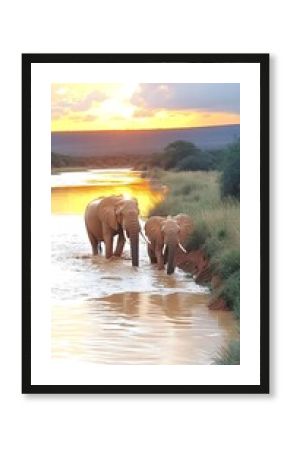 Elephants Sunset River Safari