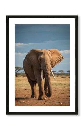 there is a large elephant walking across a dirt field  