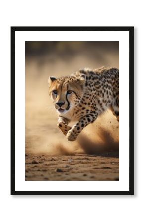 Cheetah running on the ground.
