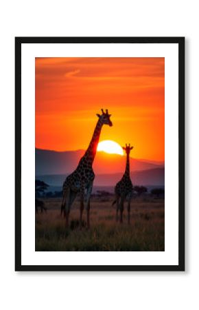 giraffe at sunset
