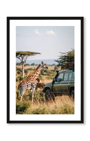 Safari with wild animals in the savannah 