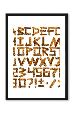 3d alphabet in style of a safari