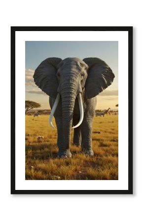 Majestic Elephant: Golden Hour Savannah Majesty AI Generated