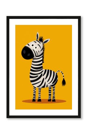 zebra cartoon vector illustration safari animals for nursery wall decoration, Zebra kids room art