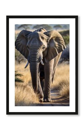 Elephant close-up with focus on textured face and tusks