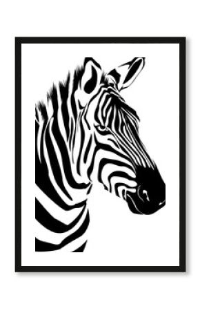 Vector Illustration of a Zebra Head in Black and White – Wildlife Animal Art